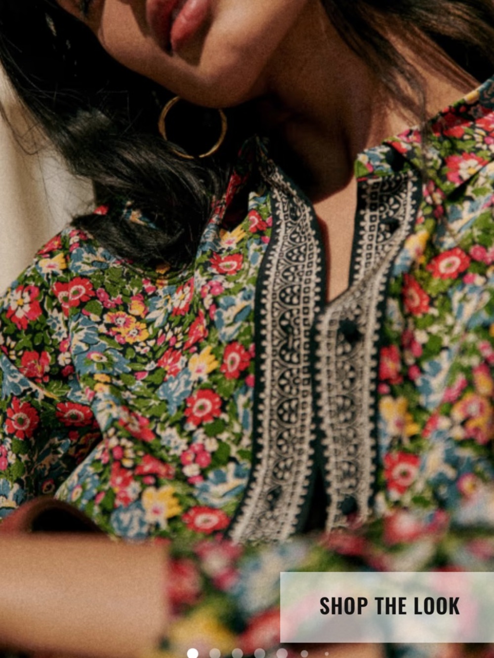 Sezane Green Floral Button-Up Blouse with Pink and Yellow Accents - Picture 2 of 7